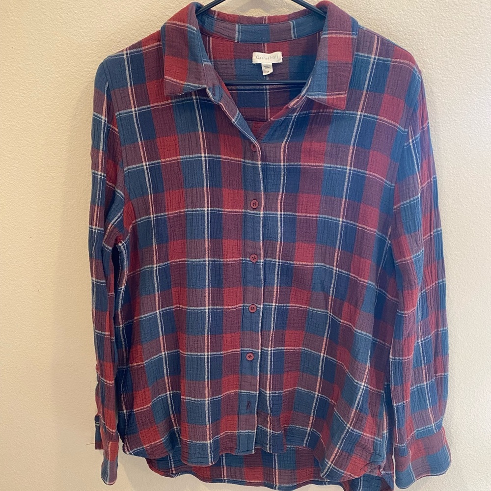 Garnet Hill gauze fabric button up